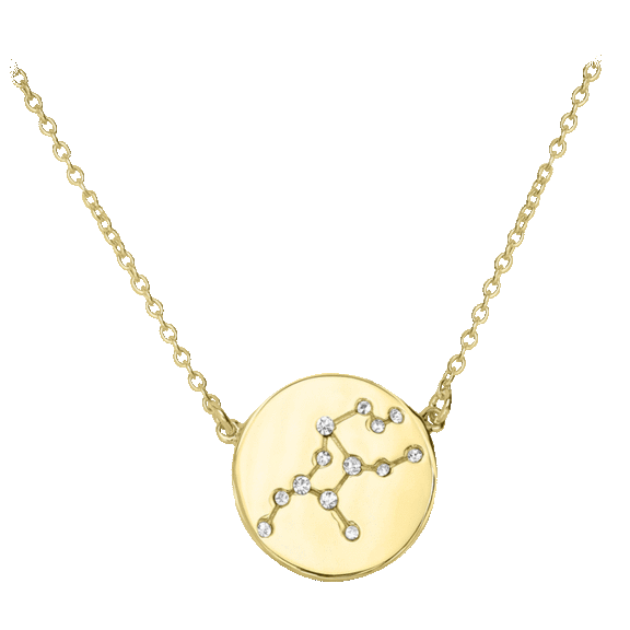 Gemistry Fine Gold Plated Crystal Zodiac Disc Necklace