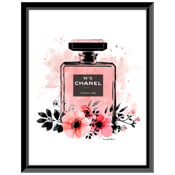 Watercolour Chanel No 5 Perfume bottle A4 by mbaileyillustrations, $15.00