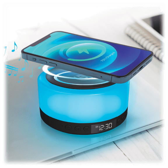 Lifestyle Advanced Aura Powerhouse Mood Light Wireless Charging Speaker & Clock