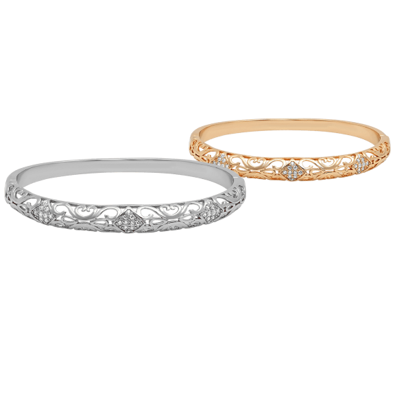 18K Gold Filled Simulated Diamond Tennis Row Bangle Bracelet – Solid Lady Band