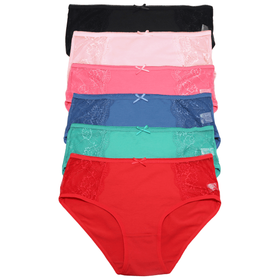 MorningSave: 6-Pack: Angelina Cotton Bikini Panties with Ruched