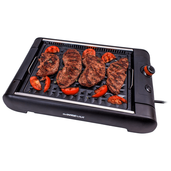 GoWISE USA 2-in-1 Smokeless Indoor Grill and Griddle with Recipe Book