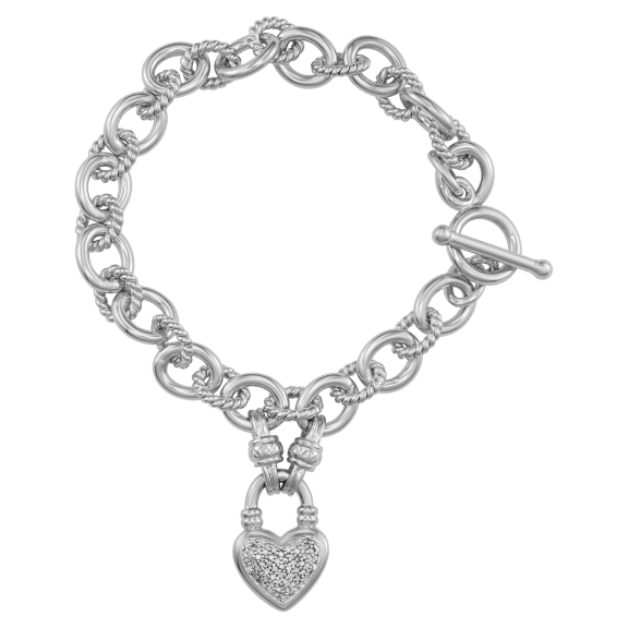 Diamond Muse 1/4 Carat TW Diamond Heart Toggle Bracelet in Sterling Silver
