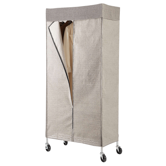 Simply Essential Mobile Garment Rack with Gray Fabric Cover