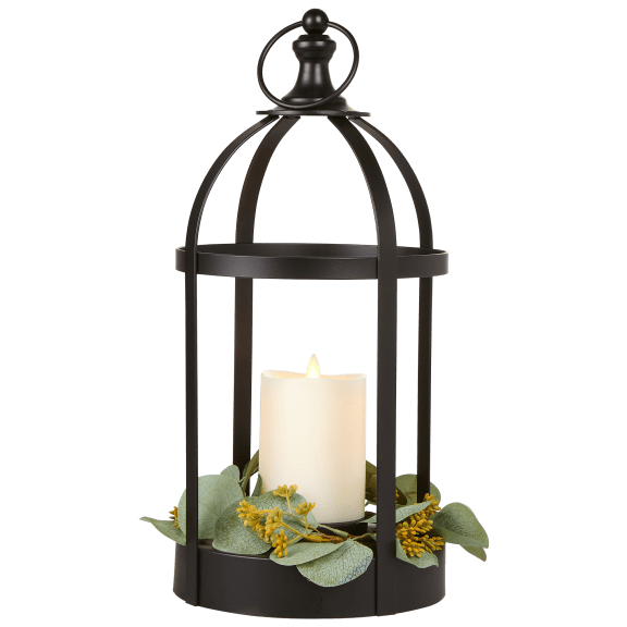 Matchless Flameless Candle with Eucalyptus Wreath Lantern