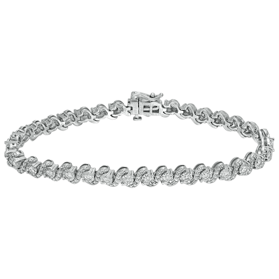 Diamond Muse 1.0 Carat TW Diamond "S" Link Bracelet in Sterling Silver