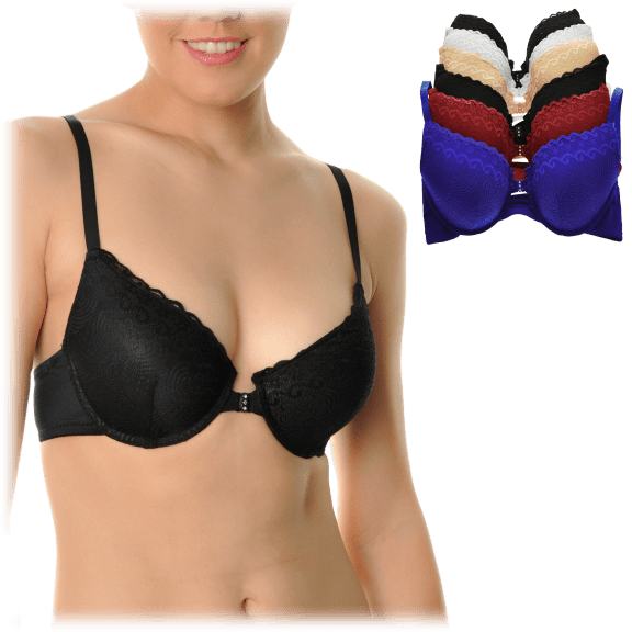6 Pack Angelina Women's Wired, Racerback Bra with Adjustable
