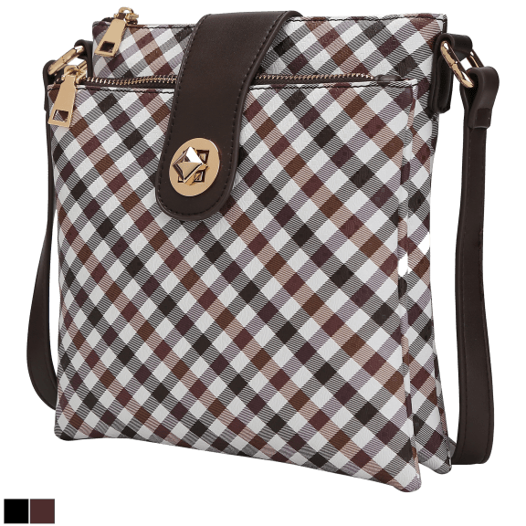 Silver & Black Checkered Bag — Misión de Caridad