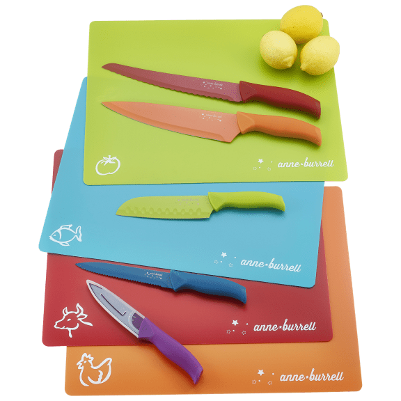 Anne Burrell 14-Piece Nonstick Knife and Cutting Mat Set