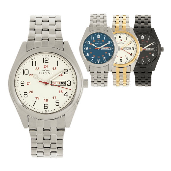MorningSave Elevon Langley Leather Band Chronograph Watches