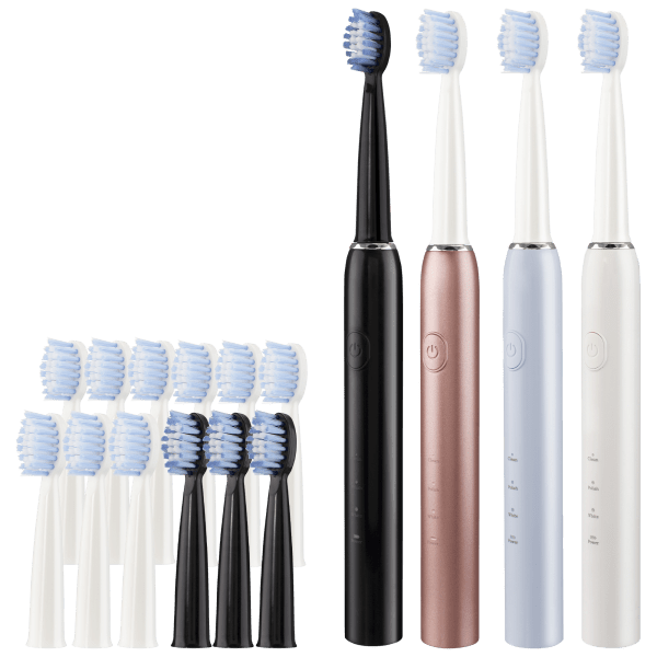 Meh 4Pack FineLife Sonic Toothbrushes & 12 Extra Brush Heads