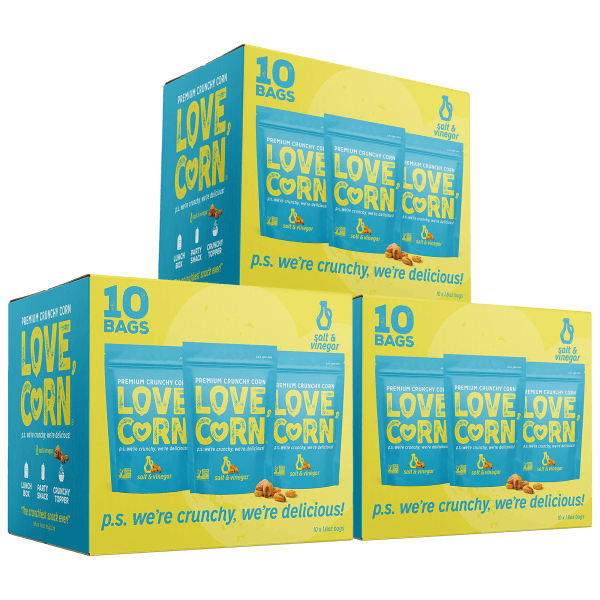 30-Pack Love, Corn Salt & Vinegar Premium Crunchy Corn Snacks