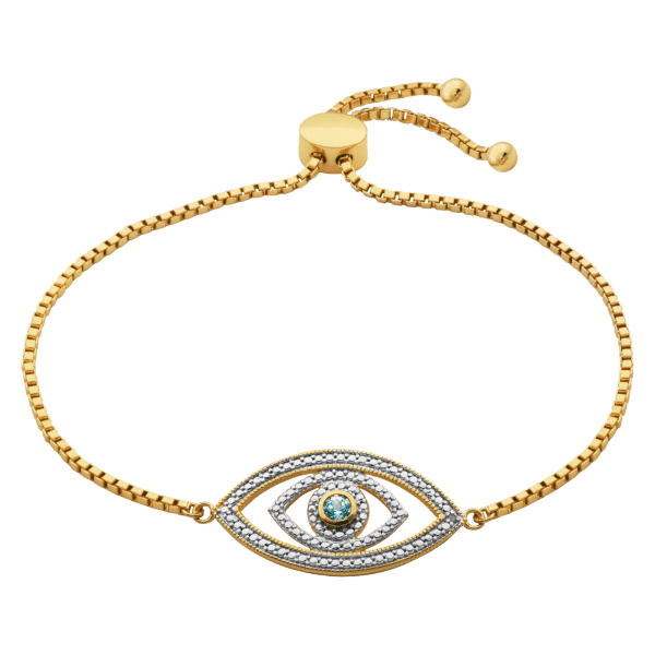 Evil Eye Gold-Plated Bracelet with Topaz and Diamond Accent
