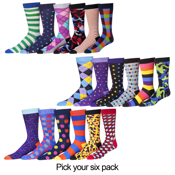 Meh 6Pack Men's Funky Socks