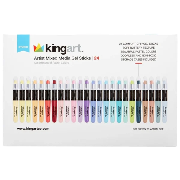 Kingart Mixed Media Gel Sticks - Set of 24, Pastel Colors