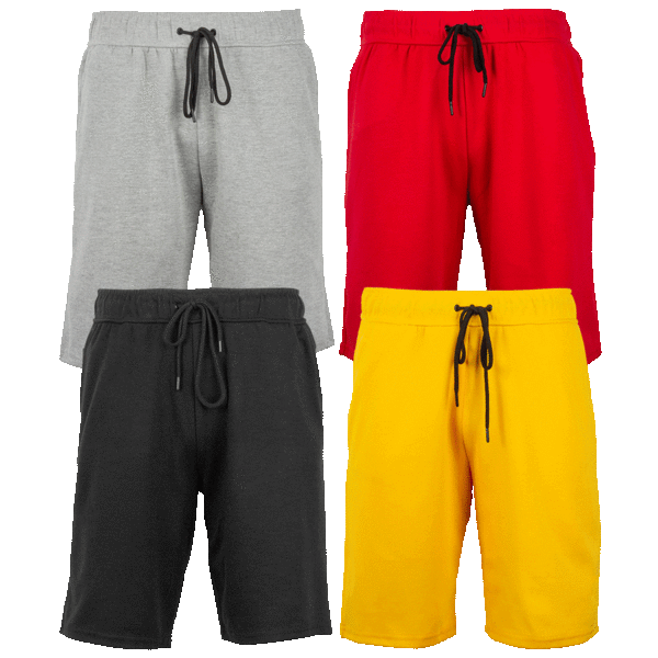 4-Pack Men's & Women's Performance Tech Fleece Shorts with Long Zippered Pocket