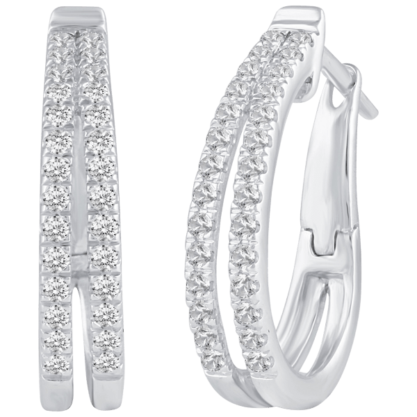 Fifth and Fine 1/2 Carat TW Diamond Double Row Hoop Earrings set
