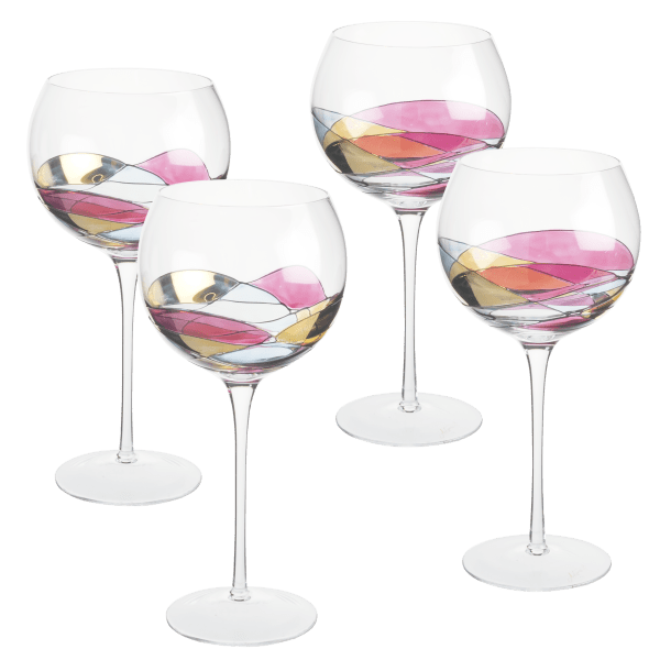 4-Set Antoni Barcelona Large Stem Wine Glasses, 21 oz (Red)