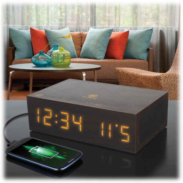 Meh GoGroove TYM Wooden Digital LED Clock with Wireless Speaker and