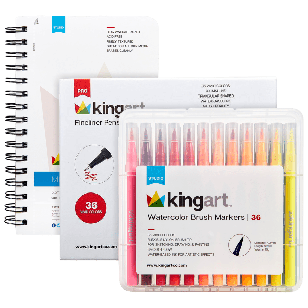 Meh King Art 72pc Fineliner Pens & Watercolor Markers With Mixed Media