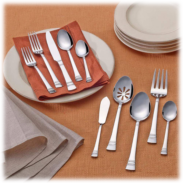 Pfaltzgraff 18/0 Sapphire Bay 42 Piece Stainless Steel Flatware Set