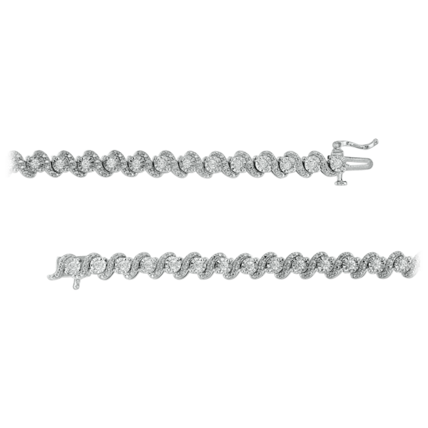 Meh: 1.0 Carat TW Diamond S-Link Sterling Silver Bracelet