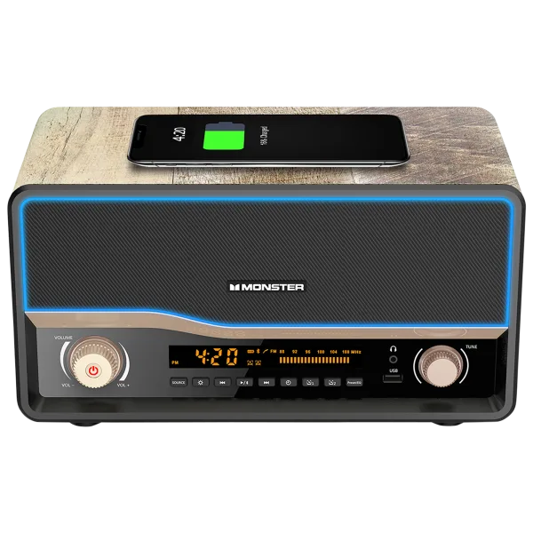 Monster retro qi wireless charging on sale bluetooth speaker