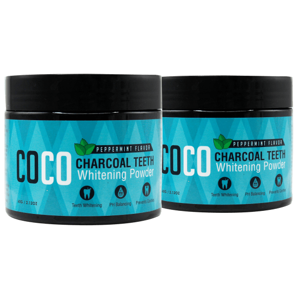 Meh 2Pack Coco Teeth Whitening Mint Charcoal Powder