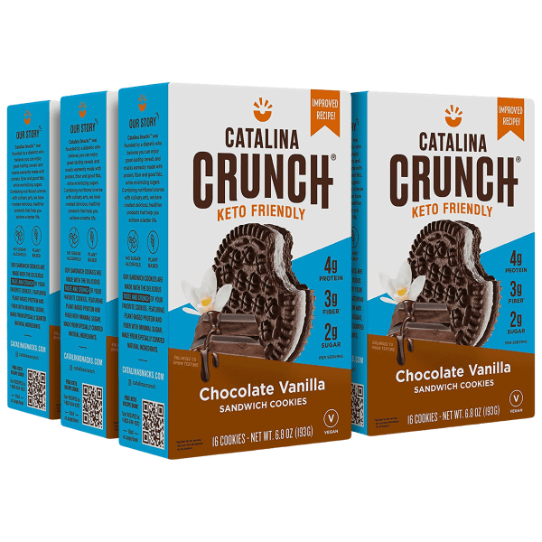 6-Pack Catalina Crunch Chocolate Vanilla Keto Sandwich Cookies, 6.8 oz