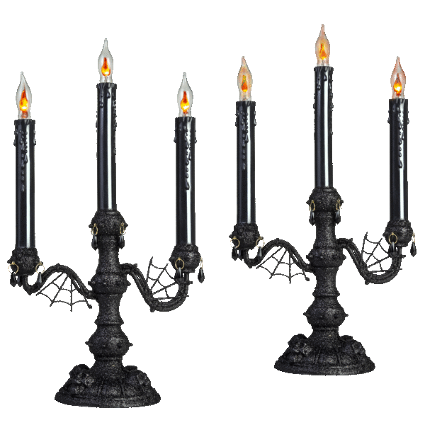 2-Pack Ashland Halloween 3 Light Flickering Flame Gothic Candelabras