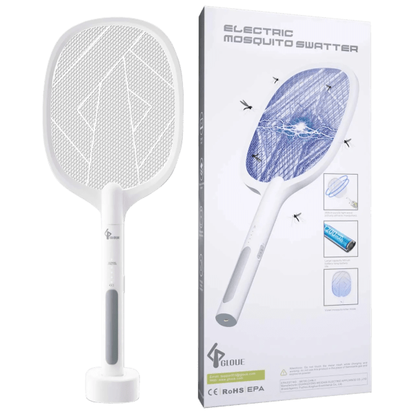 Meh 2Pack Gloue 3000 Volt Rechargeable Electric Fly Swatters with Stands