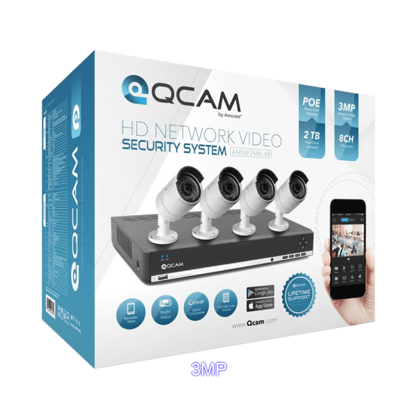Meh QCAM Security System Bundle PoE Security Cameras and 2TB 8