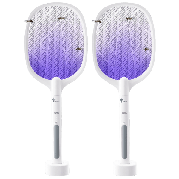 Meh 2Pack Gloue 3000 Volt Rechargeable Electric Fly Swatters with Stands