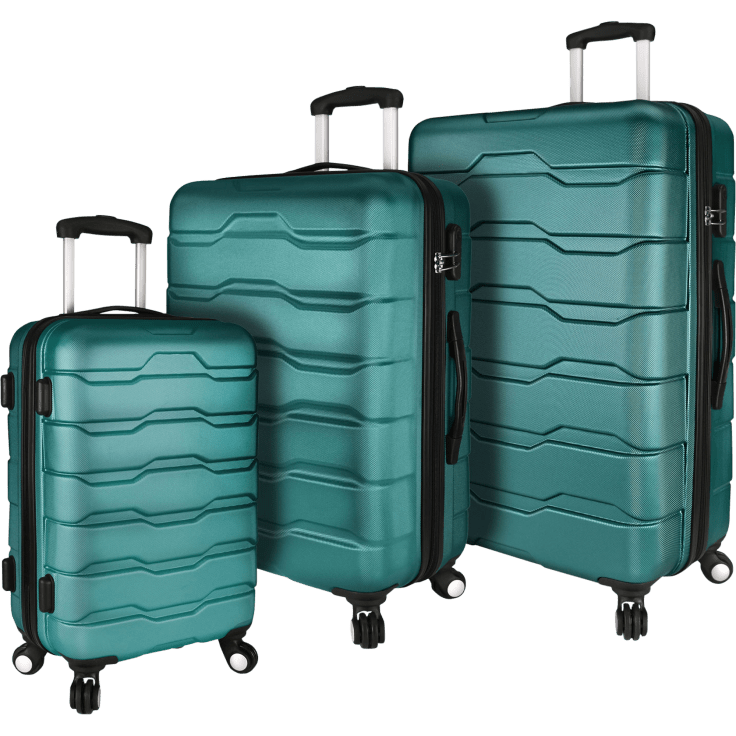 omni 3 piece teal hardside spinner luggage set