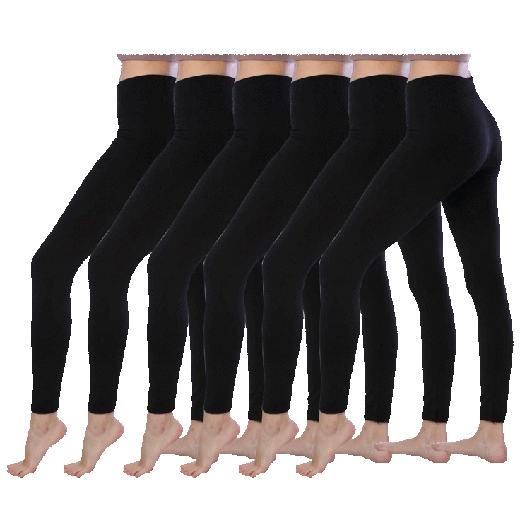 Ladies Plus Size Seamless Ribbed Fleece Lined Leggings (1X/2X, Black)