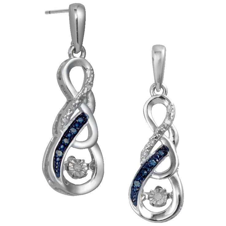 MorningSave: Savvy Cie 1/10 Carat TW Blue and White Diamond Earrings ...