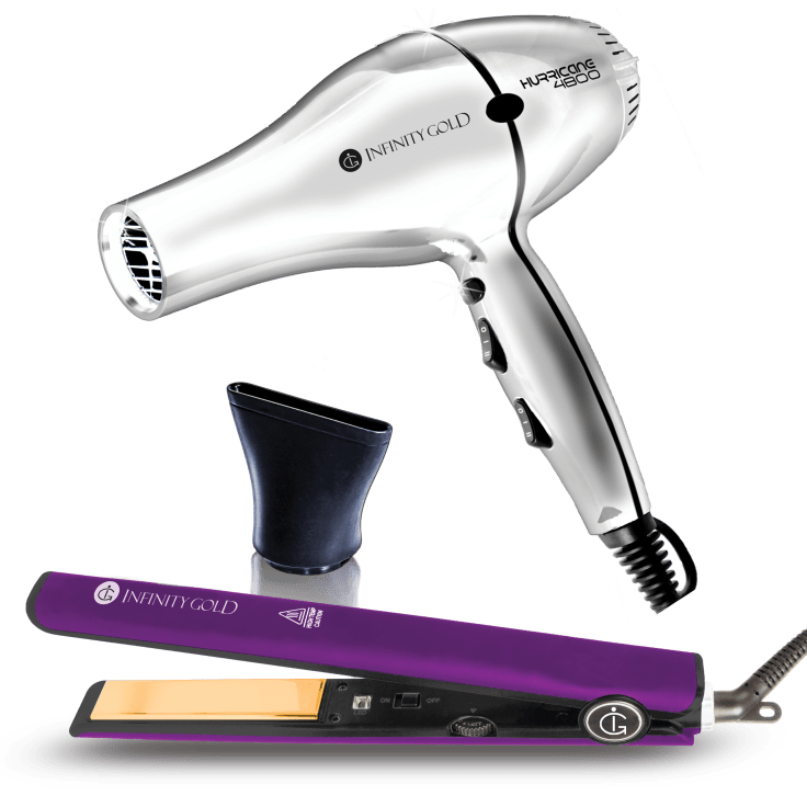 MorningSave Infinity Gold Blow Dryer with 1" Flat Iron & Concentrator