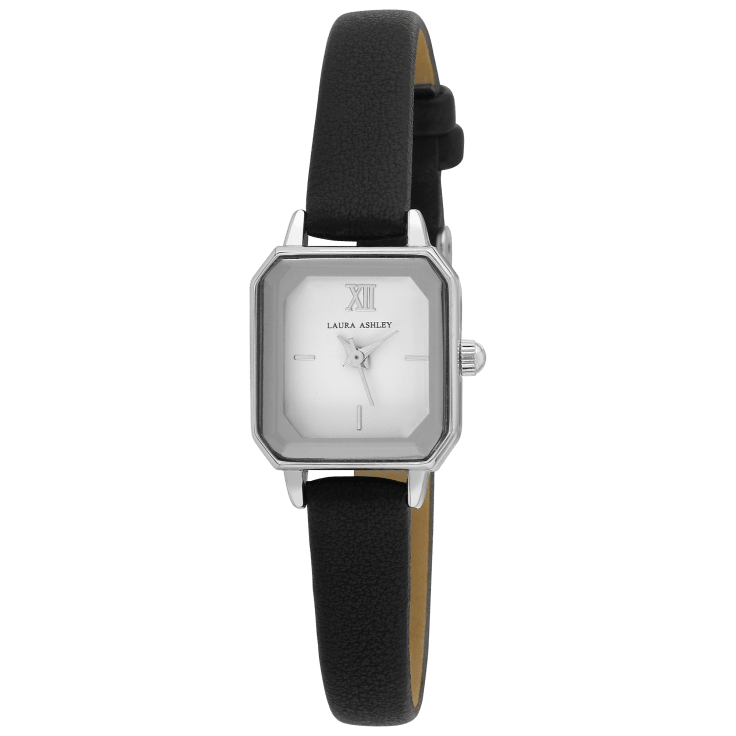 MorningSave: Laura Ashley Faceted Tank PU Vegan Leather Strap Watch