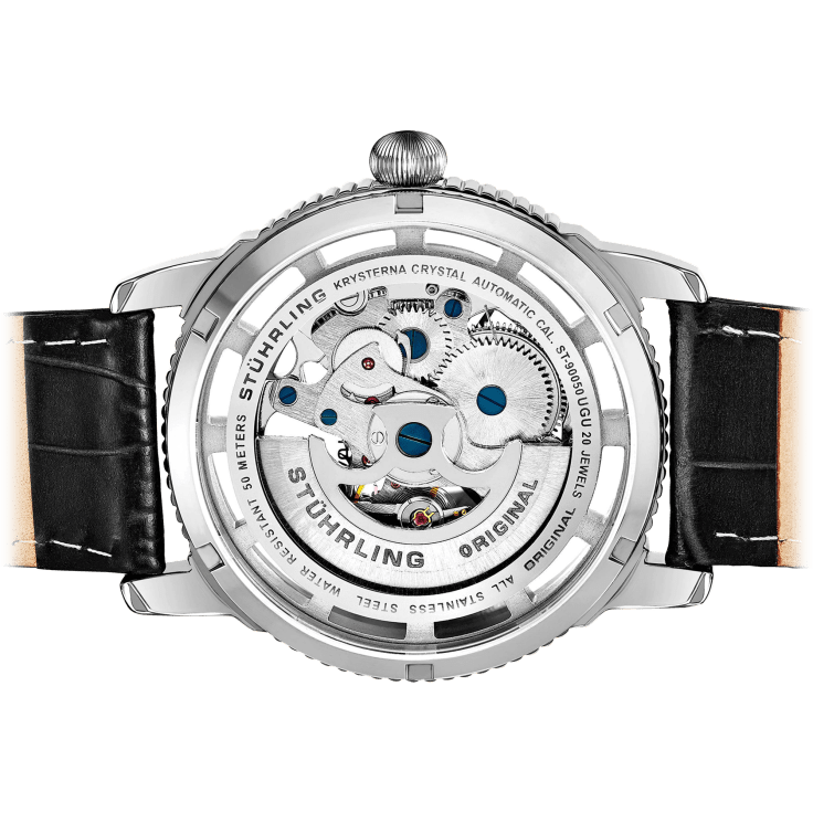 SideDeal St hrling Men s Skeleton Watch with Silver Case and