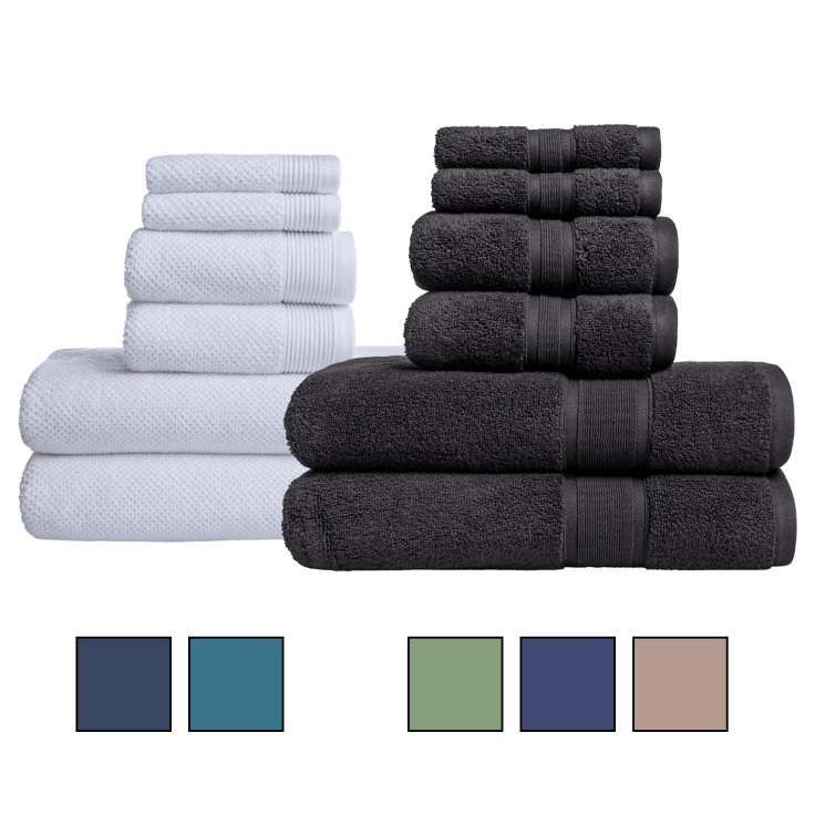 Market & Place Turkish Cotton Luxury 6-Piece Bath Towel Set Dark Grey