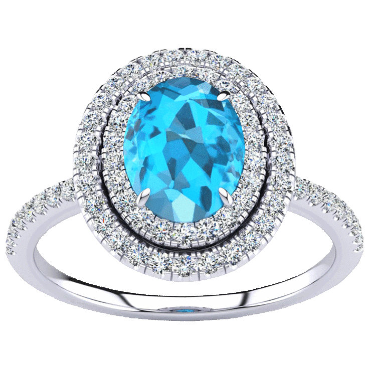 SideDeal Retrograde 1 1/2 Carat TW Oval Shape Gemstone and Double Halo