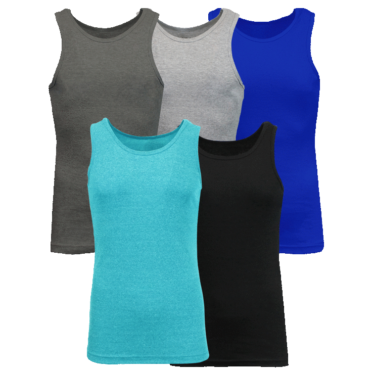 MorningSave: 5-Pack: Men's Assorted Heavyweight Ribbed Tank Top
