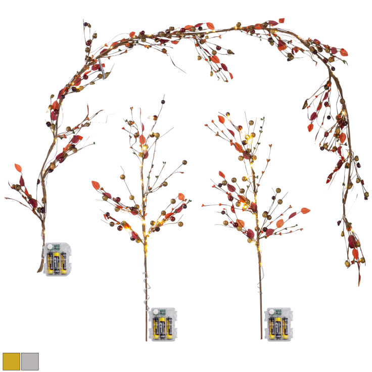 MorningSave Harvest Lane PreLit Garland & 2Piece Set of Twigs with Timer