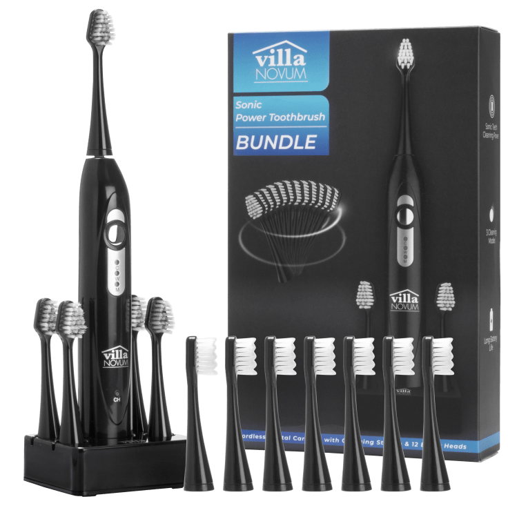 Villa Novum Sonic Toothbrush with 12 Replacement Brush Heads