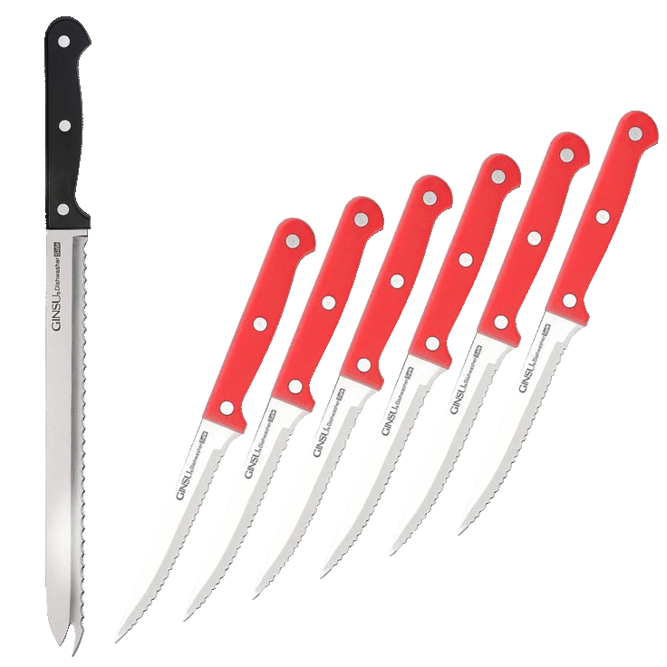 Ginsu 6-Inch Stainless Steel Chef's Knife Multi-Purpose Dual-Serrated- Set  of 6