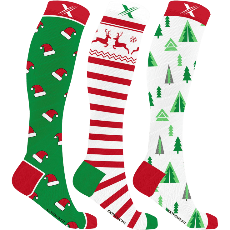 MorningSave: XTF Holiday Collection Knee High Compression Socks - 3 Pack