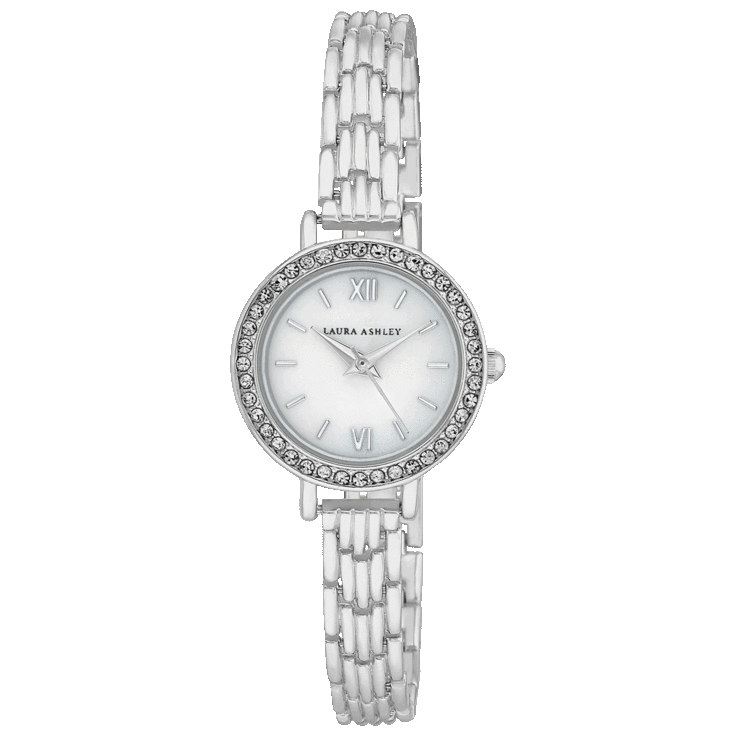 Crystal Bezel Quilted Vegan Leather Strap Watch