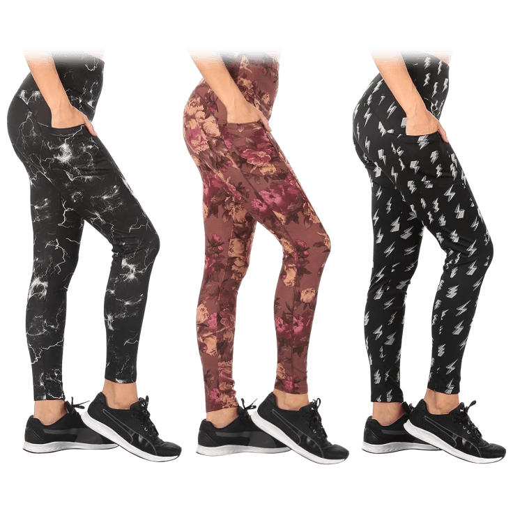 MorningSave 3Pack Nextex Apparel Women's Printed Active Leggings
