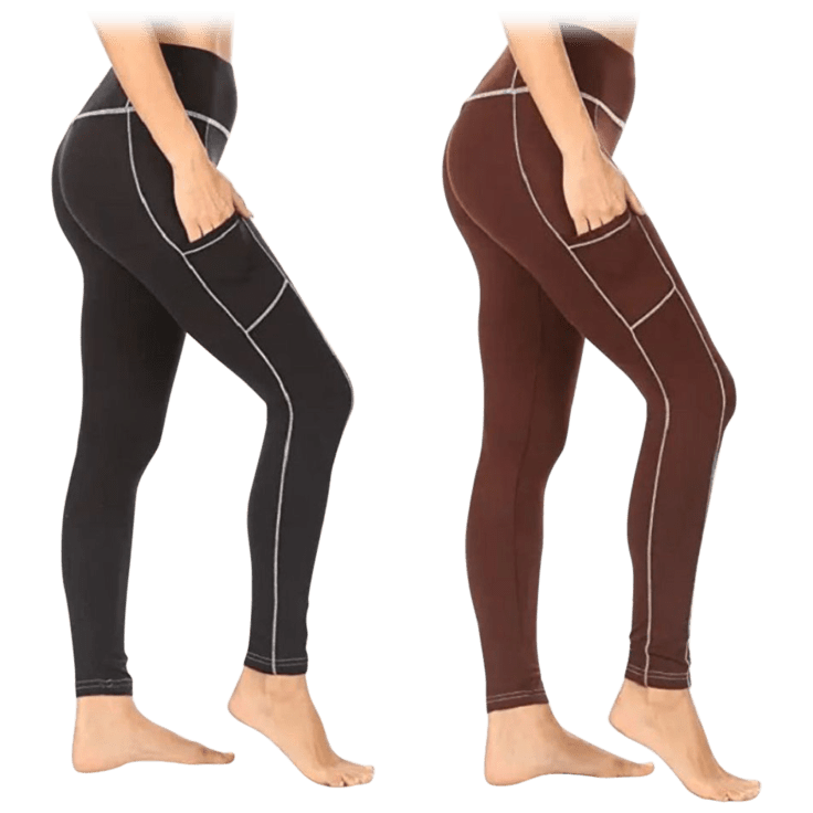 SideDeal: 2-Pack: Nextex Women's Fleece Lined Active Leggings with Pocket