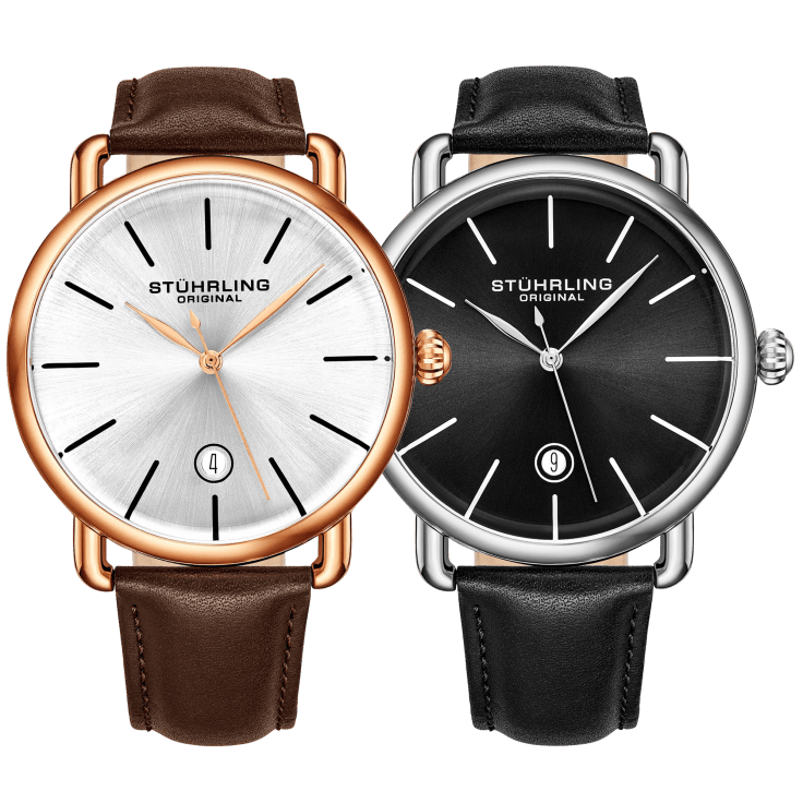 Stuhrling Men's Quartz Watch with Genuine Leather Strap
